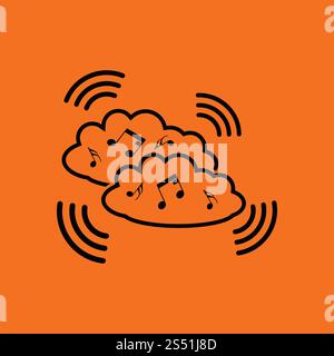 Musik-Cloud-Symbol. Orangefarbenen Hintergrund mit schwarz. Vektor-Illustration. Stockfoto