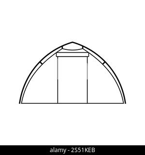 Symbol der touristischen Zelt. Thin Line Design. Vector Illustration. Stockfoto