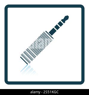 Musik-Jack Plug-in-Symbol. Schatten-Reflexion-Design. Vektor-Illustration. Stockfoto