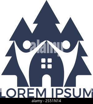 Kiefer und People House-Logo. Konzept für das Green House und das ECO Life-Logo. Stock Vektor