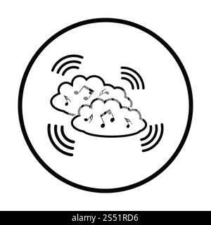 Musik-Cloud-Symbol. Dünnen Kreis Design. Vektor-Illustration. Stockfoto