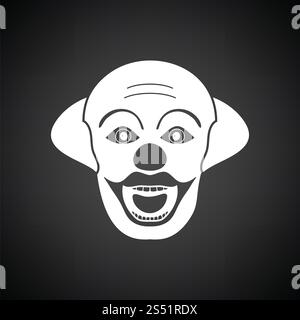 Party Clown Gesichtssymbol. Schwarzer Hintergrund mit weißen. Vektor-Illustration. Stockfoto