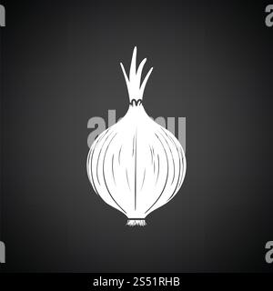 Zwiebelsymbol. Schwarzer Hintergrund mit weißen. Vektor-Illustration. Stockfoto