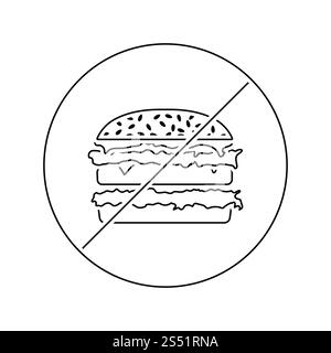 Symbol der Verbotenen hamburger. Thin Line Design. Vector Illustration. Stockfoto