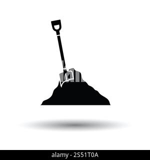 Ikone der Bau Schaufel und Sand. Weißen Hintergrund mit Schatten Design. Vektor-Illustration. Stockfoto