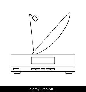 Sat-receiver mit Antenne-Symbol. Thin Line Design. Vector Illustration. Stockfoto