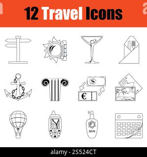 Travel Icon Set. Thin Line Design. Vector Illustration. Stockfoto