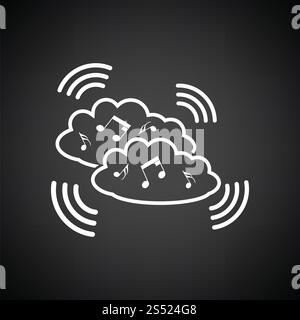 Musik-Cloud-Symbol. Schwarzer Hintergrund mit weißen. Vektor-Illustration. Stockfoto