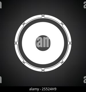 Lautsprechersymbol. Schwarzer Hintergrund mit weiß. Vektorabbildung. Stockfoto