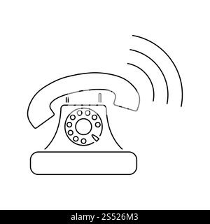 Alte Telefon Symbol. Thin Line Design. Vector Illustration. Stockfoto