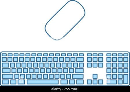 Symbol Tastatur. Dünne Linie mit blauer Füllung Design. Vector Illustration. Stock Vektor
