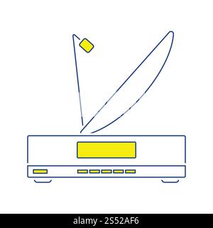 Sat-receiver mit Antenne-Symbol. Thin Line Design. Vector Illustration. Stockfoto