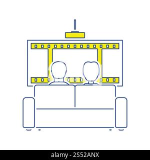 Cinema sofa Symbol. Thin Line Design. Vector Illustration. Stockfoto