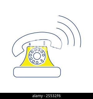 Alte Telefon Symbol. Thin Line Design. Vector Illustration. Stockfoto