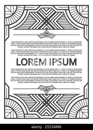 Graues geometrisches Rahmendesign – Art-Deco-Postervorlage. Vektorabbildung. Geometrisches Rahmendesign – Art-Deco-Postervorlage Stockfoto