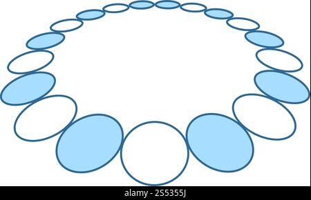 Perlen-Symbol. Dünne Linie mit blauer Füllung Design. Vector Illustration. Stock Vektor