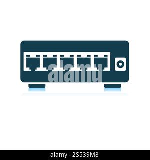 Ethernet-Switch-Symbol. Schatten-Reflexion-Design. Vektor-Illustration. Stockfoto