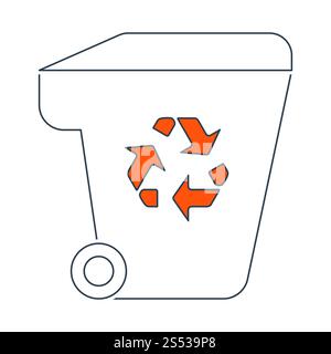 Müll Container mit Recycle Sign Symbol. Dünne Linie mit roten Füllen Design. Vector Illustration. Stockfoto
