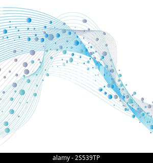 Water Lines Concept Design mit Luftblasen und Textraum. Elegantes niedliches Design mit Transparenz auf weißem Hintergrund. Vektorabbildung. Stockfoto