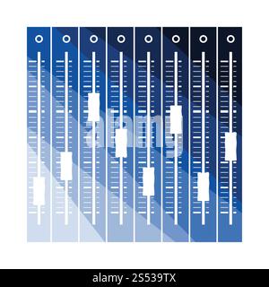 Musik-Equalizer-Symbol. Flache Farbgestaltung. Vektor-Illustration. Stockfoto