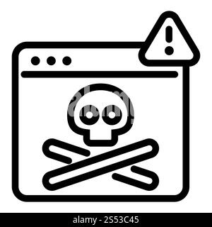 Symbol für Virencomputer-Gefahr. Umriss Virus Computer Gefahr Vektor Symbol für Web-Design isoliert auf weißem Hintergrund. Symbol für Virencomputer-Gefahr, Stockfoto