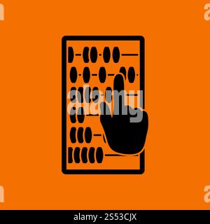 Abacus-Symbol. Schwarz auf Orange Hintergrund. Vector Illustration. Stockfoto
