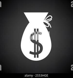 Geld beutel Symbol. Weiß auf schwarzem Hintergrund. Vector Illustration. Stockfoto