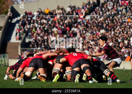 Tokio Japan. Januar 2025. Allgemeine Ansicht, 13. JANUAR 2025 - Rugby : das 61. Rugby-Meisterschaftsspiel der Waseda University 15-33 Teikyo University im Prince Chichibu Memorial Rugby Stadium in Tokio Japan. Quelle: SportsPressJP/AFLO/Alamy Live News Stockfoto