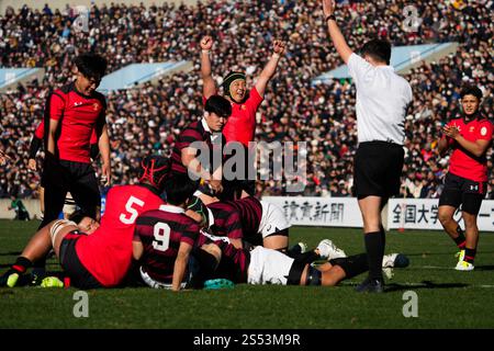Tokio Japan. Januar 2025. Kaisei Umeta, 13. JANUAR 2025 - Rugby: Das 61. Rugby-Meisterschaftsspiel der Waseda University 15-33 Teikyo University im Prince Chichibu Memorial Rugby Stadium in Tokio Japan. Quelle: SportsPressJP/AFLO/Alamy Live News Stockfoto