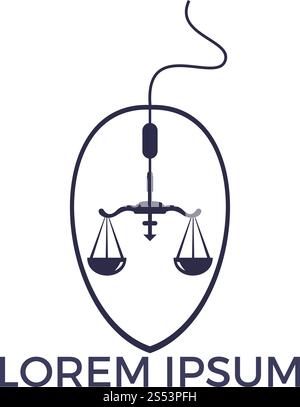 Design-Konzept für Online-Firmenlogos. Logo-Design des Schiedsrichterdienstes. Skalen und Cursorsymbol oder -Symbol. Einzigartige Design-Vorlage für Gesetz und digitale Logotypen. Stock Vektor