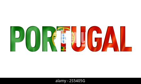 Schriftart für portugiesische Flagge. Hintergrund des portugiesischen Symbols. Schriftart für Flaggentext für portugal Stockfoto