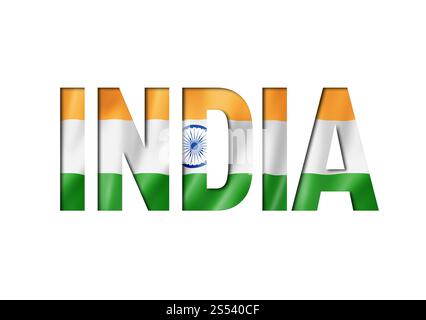 Textschriftart für indische Flagge. Hintergrund des indischen Symbols. Textschriftart für indische Flagge Stockfoto