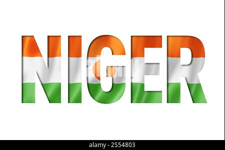 Schriftart niger-Flag. Hintergrund des Nationalsymbols. Schriftart niger-Flag Stockfoto