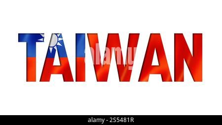 Textschriftart für taiwanesische Flagge. Hintergrund des taiwanischen Symbols. Textschriftart für taiwan-Flag Stockfoto