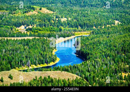 Blick auf den Snake River vom Signal Mountain im Grand Teton National Park, Wyoming, USA Stockfoto