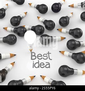 Idee-Zeichenstift und Glühbirne Konzept kreative Stockfoto