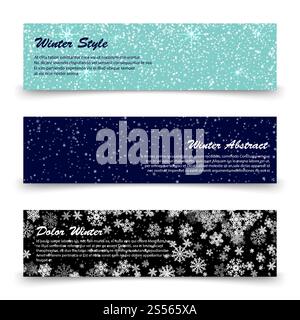 Winter Banner Vorlage Set mit Schnee, Glanz, Schneeflocken. Sammlung von Plakaten Illustrationsvektor. Winter Banner Vorlage Set mit Schnee, Glanz, Schneeflocken Stock Vektor