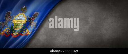 Pennsylvania-Flagge auf Betonwänden, USA. 3D-Abbildung. Pennsylvania-Flagge auf Betonwänden, USA Stockfoto