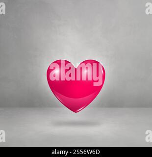 Pinkfarbenes 3D-Herz isoliert auf einem Betonstudio-Hintergrund. 3D-Abbildung . Pinkfarbenes 3D-Herz auf einem Betonstudio-Hintergrund Stockfoto