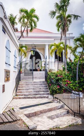 St. Thomas, USVI USA – 16. März 2018: Die St. Thomas Synagoge oder die Hebräische Kongregation St. Thomas ist die zweitälteste Synagoge der Vereinigten Staaten Stockfoto