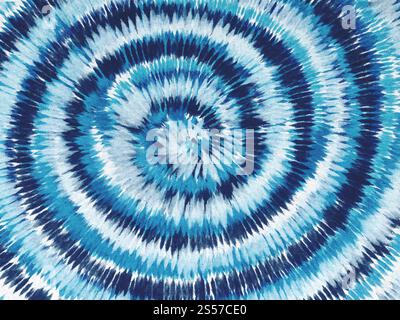 Künstlerische Stoff Tie Dye Gestreifte Muster Tinte Hintergrund Böhmische Spirale. Hippie Dye Draw Tiedye Swirl Shibori Tie Dye abstraktes nahtloses Batikmuster Stockfoto