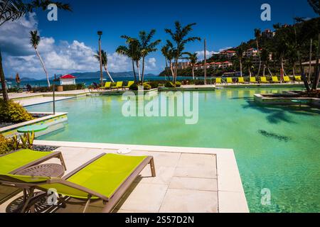 St. Thomas, USVI USA - 17. März 2018: Resortpool im Margaritaville Vacation Club. Stockfoto