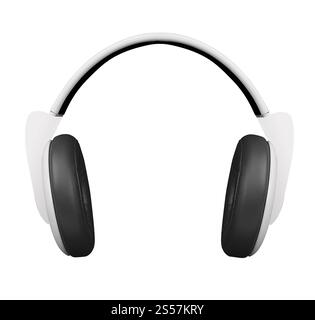 Kabellose Kopfhörer isoliert auf weißem Hintergrund. Kabellose Kopfhörer isoliert auf weiß Stockfoto