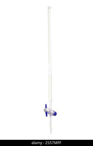 Chemische Laborglaswaren isoliert auf weißem Hintergrund. Chemische Laborglasgeräte Stockfoto