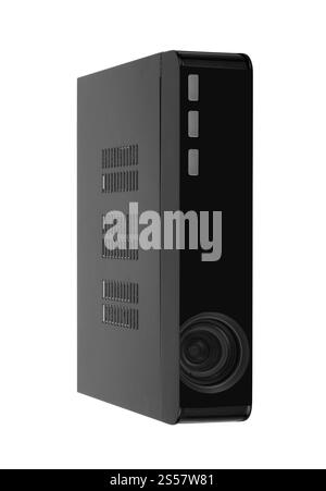 Multimedia-Projektor auf weißem Hintergrund. Multimedia-Projektor Stockfoto