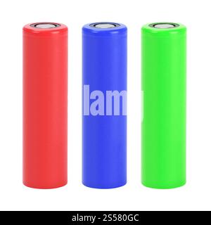 Ein Satz A von Batterien der Größe AA auf weißem Hintergrund. Legen Sie Batterien der Größe AA auf weißen Hintergrund Stockfoto