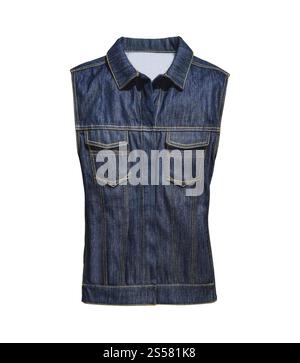 Blaue Weste auf weißem Hintergrund. Blaue Weste isoliert Stockfoto