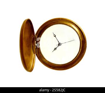 Pocket Watch Antik isoliert auf weißem Hintergrund. Taschenuhr Antik Stockfoto