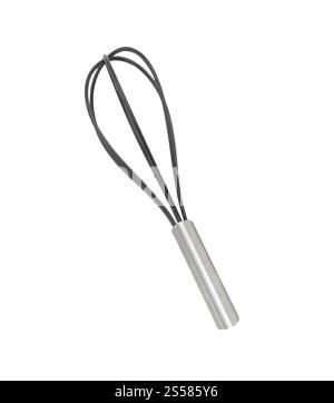 Edelstahl ballon Schneebesen in weißem Hintergrund Stockfoto