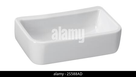 Weiße leere Keramikform auf weiß Stockfoto